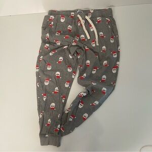 Old Navy Pajama Bottom Loungers Size M Gray Santa Head With Sunglasses